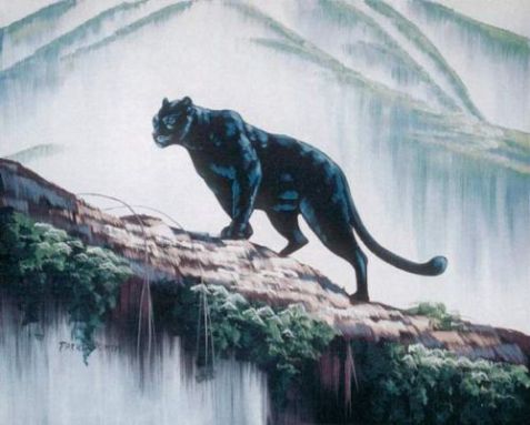 Black Panther on a Log